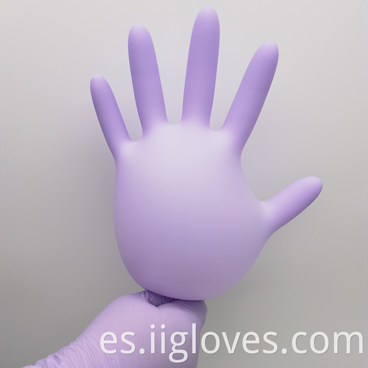 Guantes de nitrilo morado al por mayor Guantes de alimentos libres de polvo Guantes de examen de nitrilo Rosa Purple Pure Safety Caja